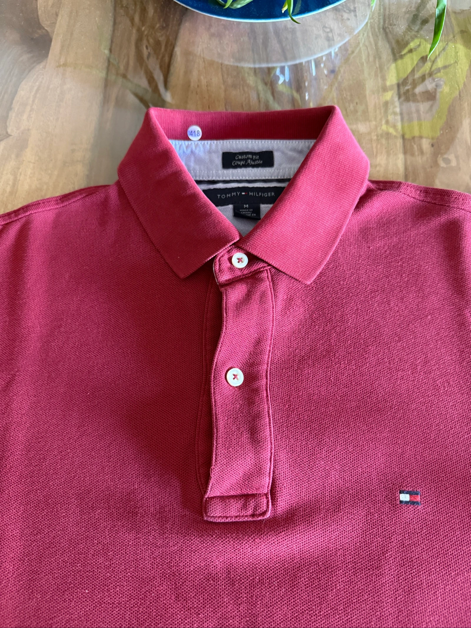 Rode Tommy Hilfiger polo voor heren M Custom Fit – 100% katoen – photo 3